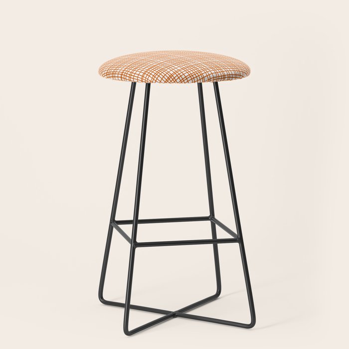 Fine Weave Minimalist Midcentury Woven Pattern in Orange and White Stool Gallery Image 1