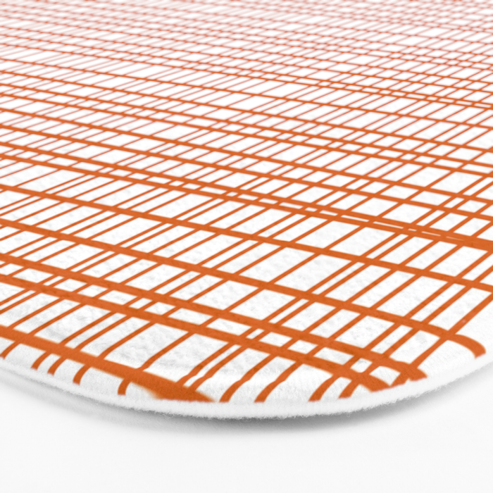 Fine Weave Minimalist Midcentury Woven Pattern in Orange and White Bath Mat Gallery Image 3