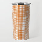 Fine Weave Minimalist Midcentury Woven Pattern in Orange and White Travel Mug Gallery Image 1