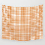 Fine Weave Minimalist Midcentury Woven Pattern in Orange and White Wall Tapestry Gallery Image 4