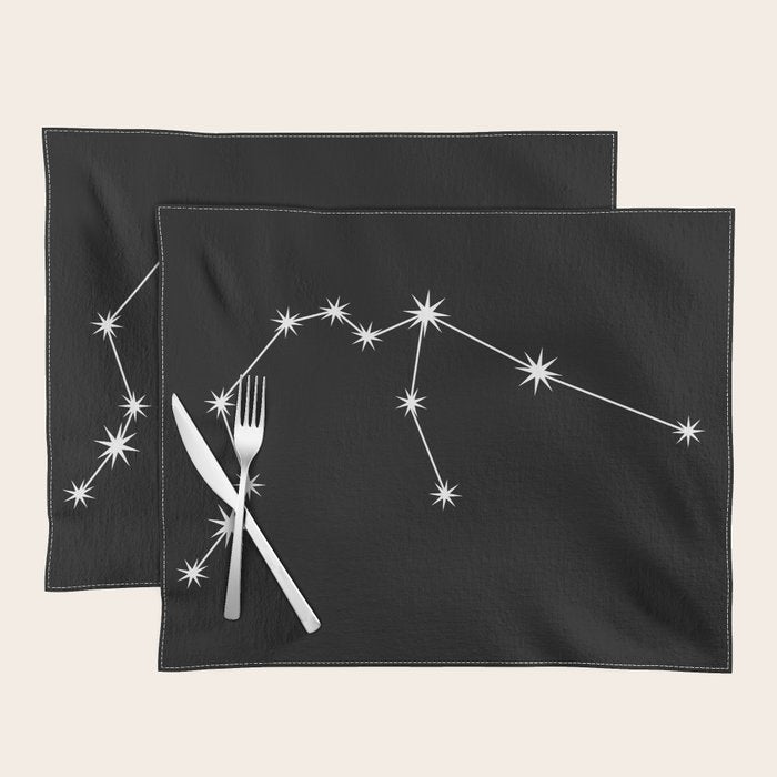 Aquarius Zodiac Star Constellation Line Art Black Placemat Gallery Image 1