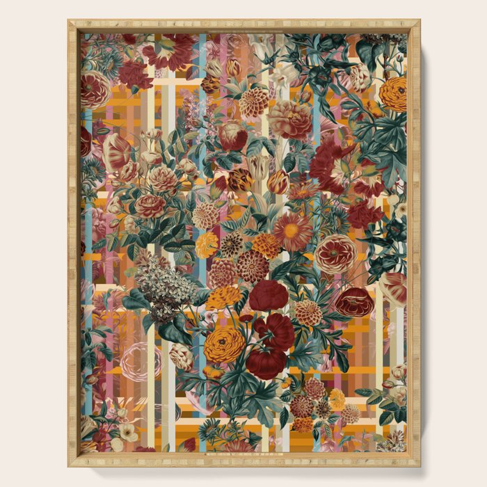 Floral and Tartan Pattern Serving Tray Gallery Image 1