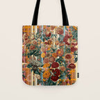Floral and Tartan Pattern Tote Bag Gallery Image 1