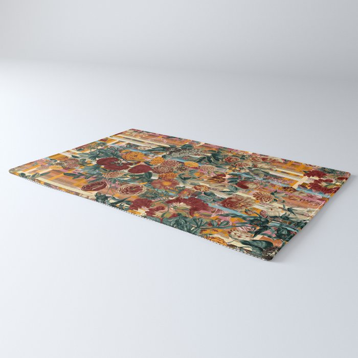 Floral and Tartan Pattern Rug Gallery Image 3