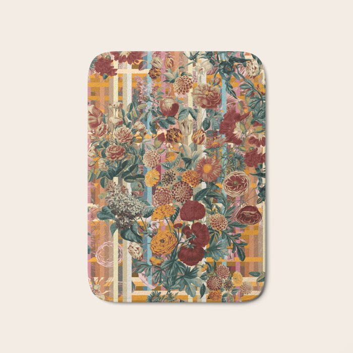 Floral and Tartan Pattern Bath Mat Gallery Image 1
