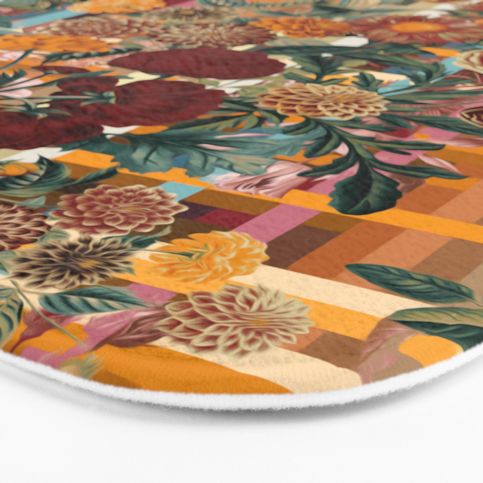 Floral and Tartan Pattern Bath Mat Gallery Image 3