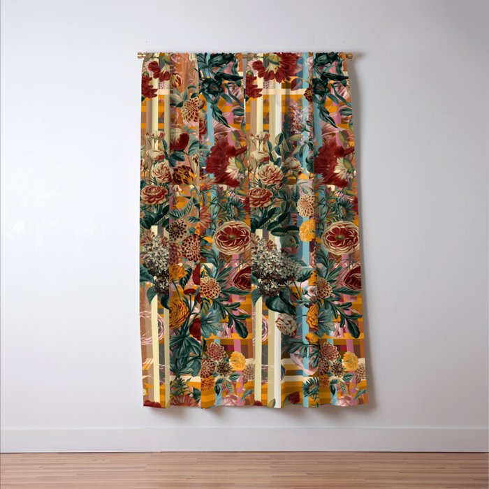 Floral and Tartan Pattern Window Curtain Gallery Image 3