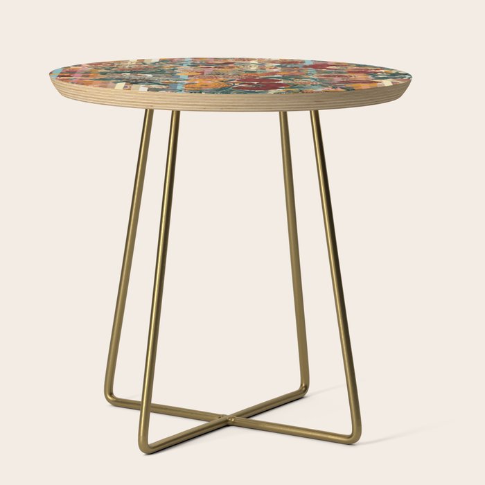 Floral and Tartan Pattern Side Table Gallery Image 1