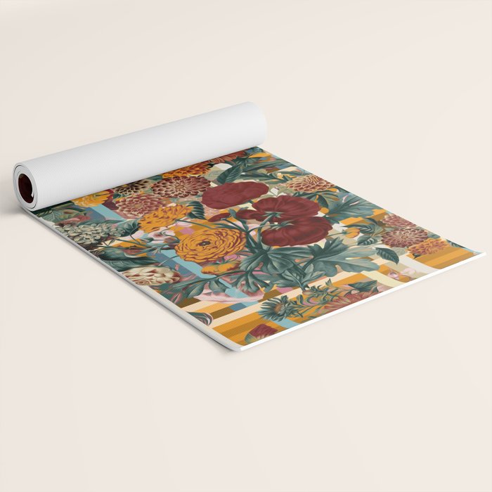Floral and Tartan Pattern Yoga Mat Gallery Image 2