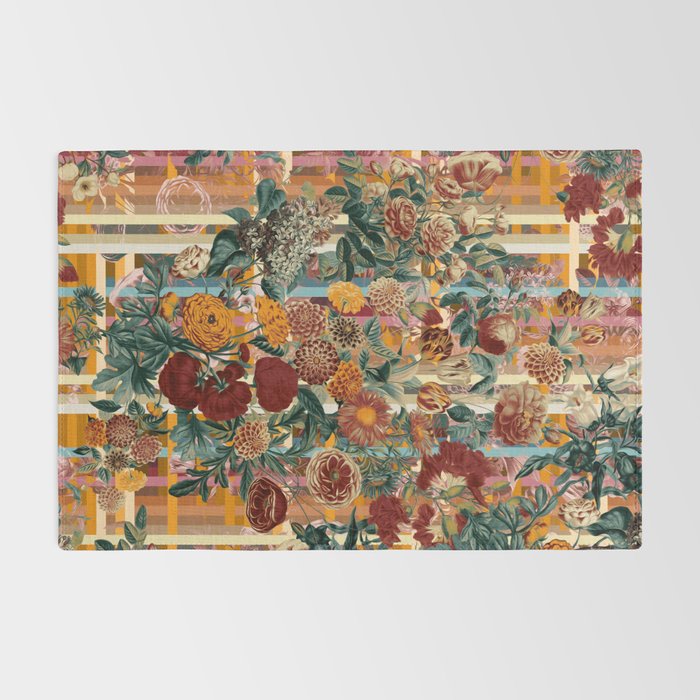 Floral and Tartan Pattern Rug Gallery Image 2