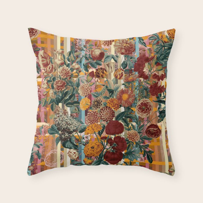Floral and Tartan Pattern Throw Pillow Gallery Image 6