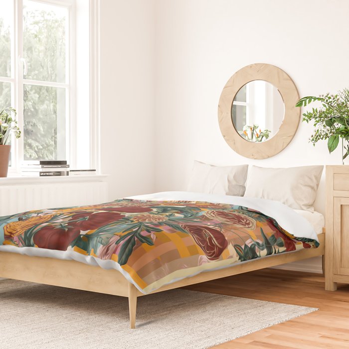 Floral and Tartan Pattern Duvet Cover Gallery Image 2