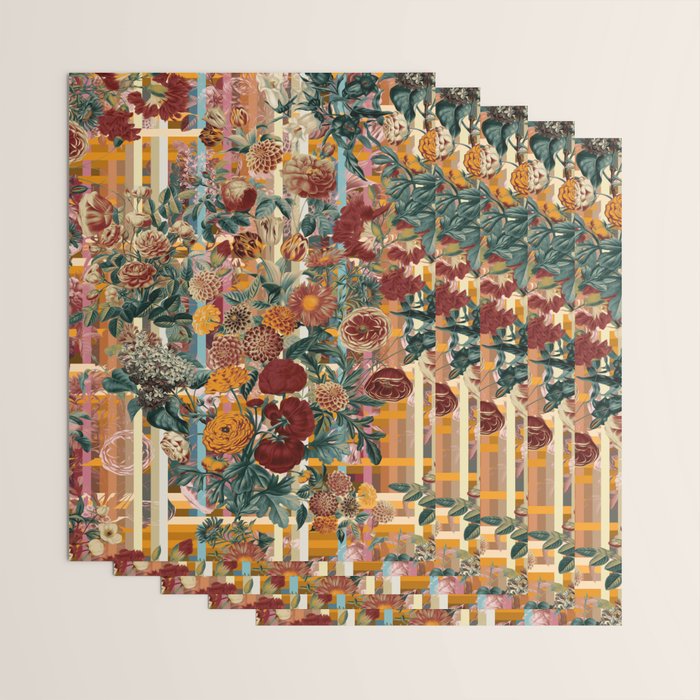 Floral and Tartan Pattern Wrapping Paper Gallery Image 3