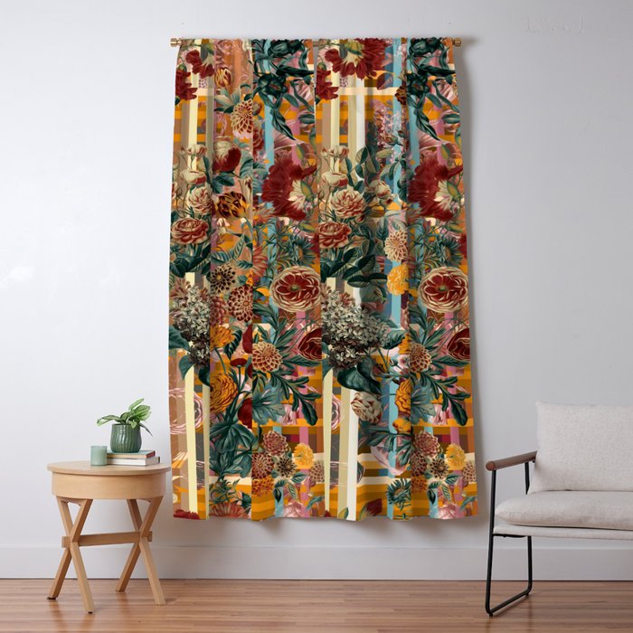 Floral and Tartan Pattern Window Curtain Gallery Image 5