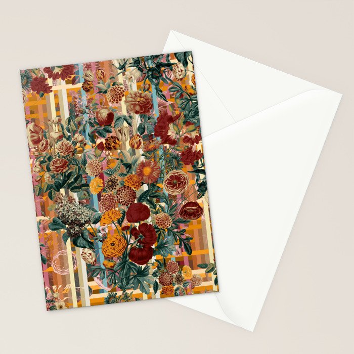 Floral and Tartan Pattern Stationery Card Gallery Image 2