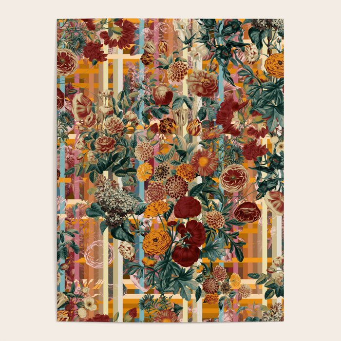 Floral and Tartan Pattern Poster Gallery Image 1