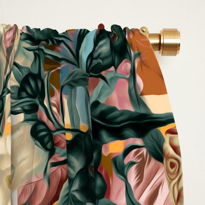 Floral and Tartan Pattern Window Curtain Gallery Image 2