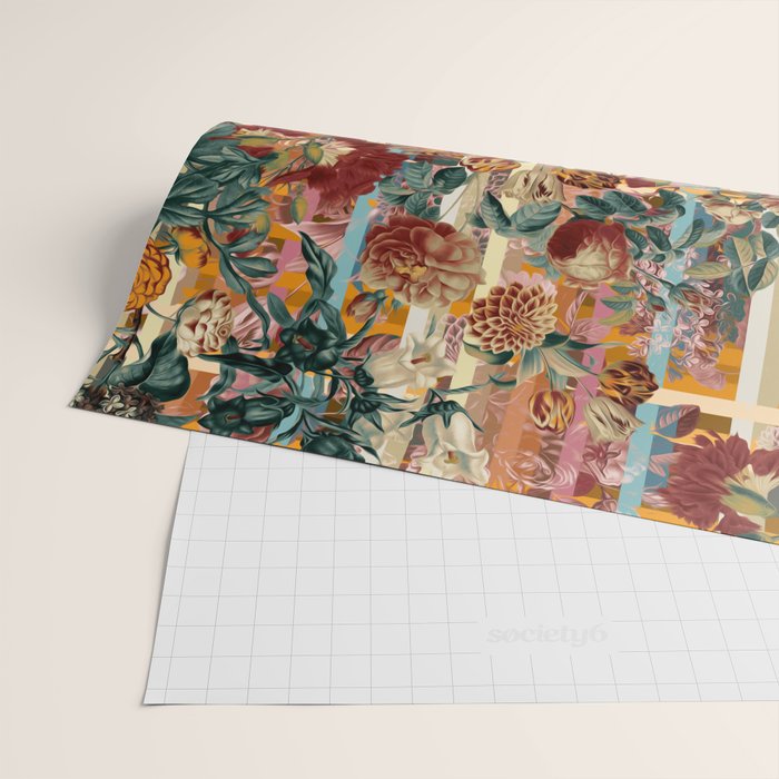 Floral and Tartan Pattern Wrapping Paper Gallery Image 2