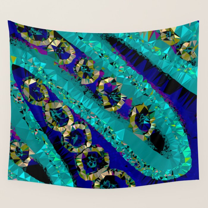 Glittery Low Poly Abstract Geometric Art Wall Tapestry Gallery Image 4