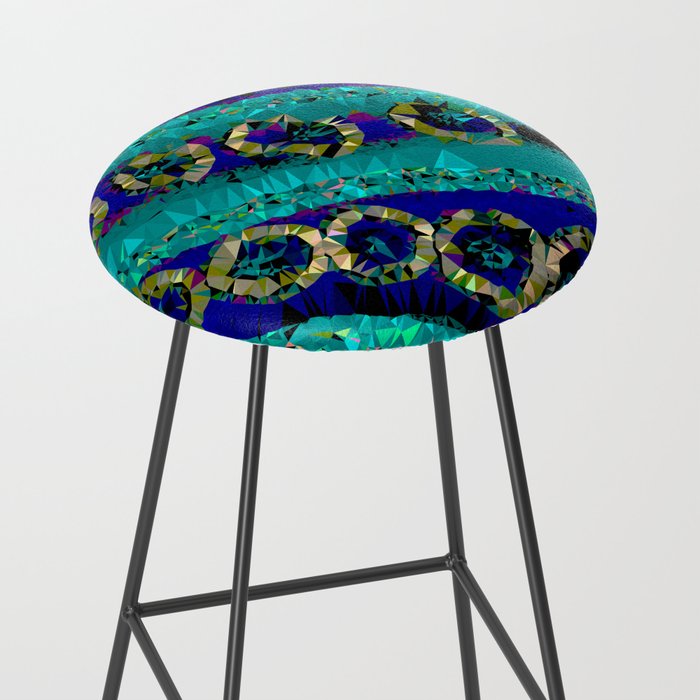 Glittery Low Poly Abstract Geometric Art Stool Gallery Image 2