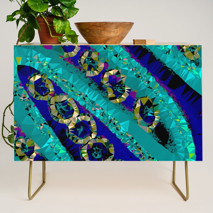 Glittery Low Poly Abstract Geometric Art Credenza Gallery Image 1