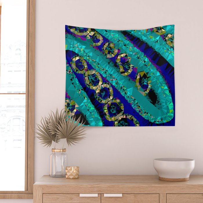 Glittery Low Poly Abstract Geometric Art Wall Tapestry Gallery Image 2