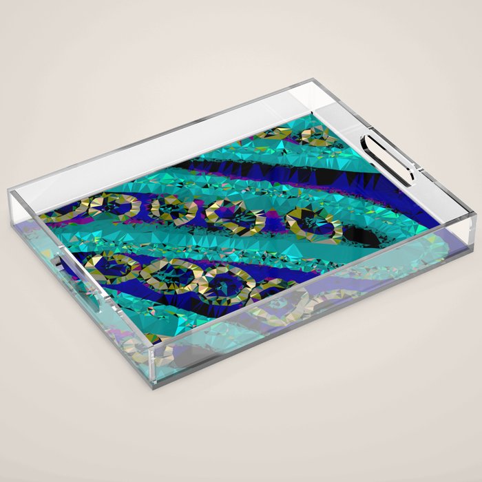 Glittery Low Poly Abstract Geometric Art Acrylic Tray Gallery Image 1