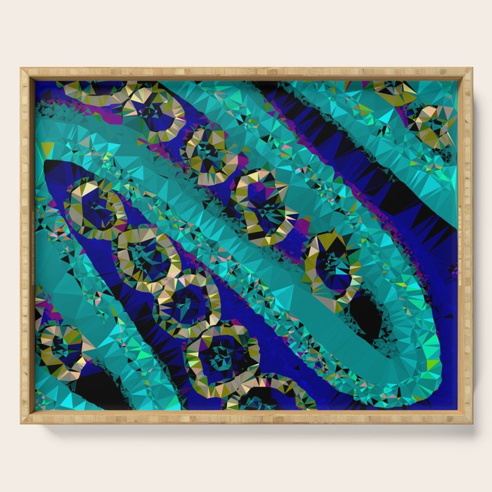 Glittery Low Poly Abstract Geometric Art Serving Tray Gallery Image 1