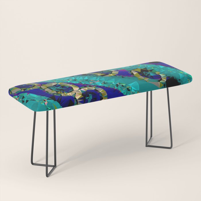 Glittery Low Poly Abstract Geometric Art Bench Gallery Image 1