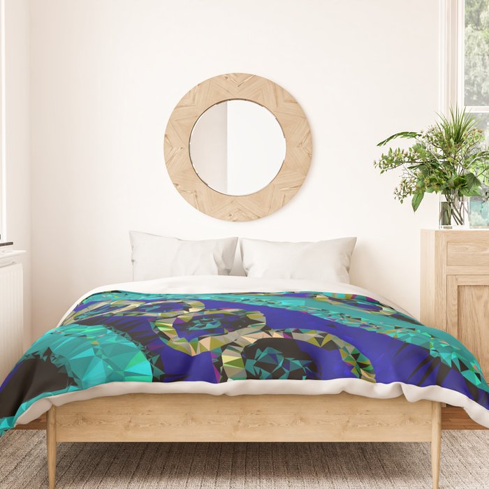 Glittery Low Poly Abstract Geometric Art Duvet Cover Gallery Image 3
