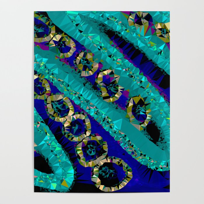 Glittery Low Poly Abstract Geometric Art Poster Gallery Image 1