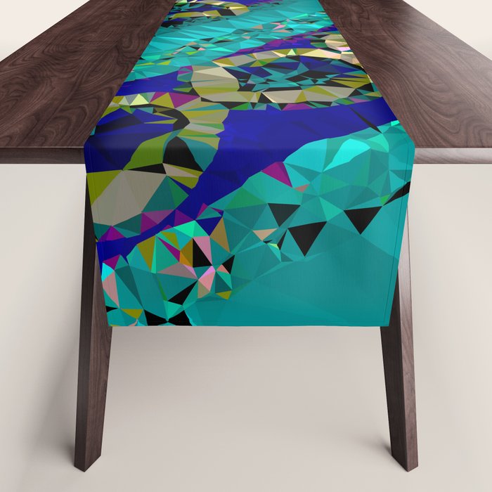 Glittery Low Poly Abstract Geometric Art Table Runner Gallery Image 1