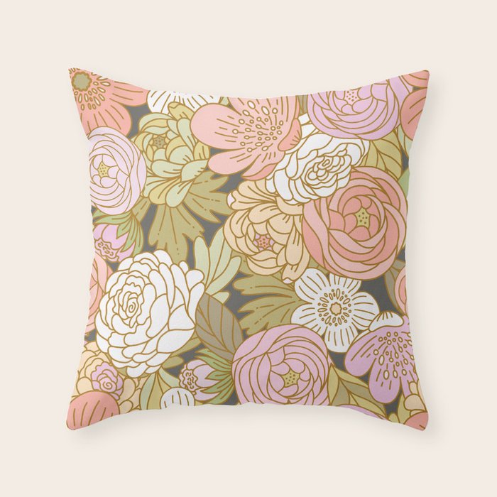 Boho Blooms | Pastel Fall Colors Throw Pillow Gallery Image 6