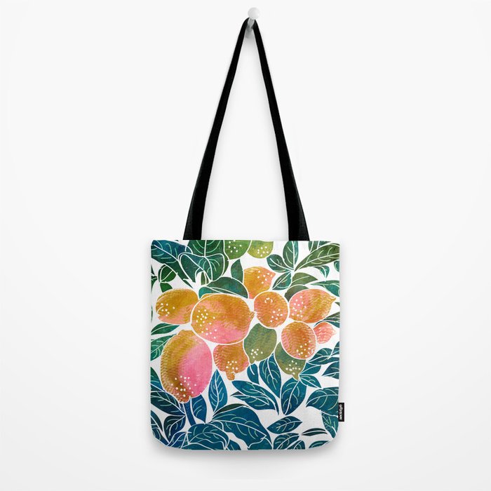Lemons | Watercolor Modern Boho Botanical Painting | Pastel Summer Jungle Garden Juicy Fresh Tote Bag Gallery Image 2