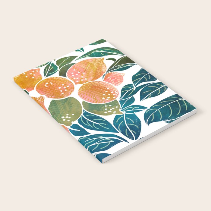 Lemons | Watercolor Modern Boho Botanical Painting | Pastel Summer Jungle Garden Juicy Fresh Notebook Gallery Image 1