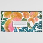 Lemons | Watercolor Modern Boho Botanical Painting | Pastel Summer Jungle Garden Juicy Fresh Desk Mat Gallery Image 1