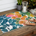Lemons | Watercolor Modern Boho Botanical Painting | Pastel Summer Jungle Garden Juicy Fresh Outdoor Rug Gallery Image 2