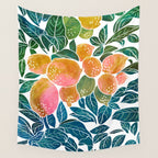 Lemons | Watercolor Modern Boho Botanical Painting | Pastel Summer Jungle Garden Juicy Fresh Wall Tapestry Gallery Image 4