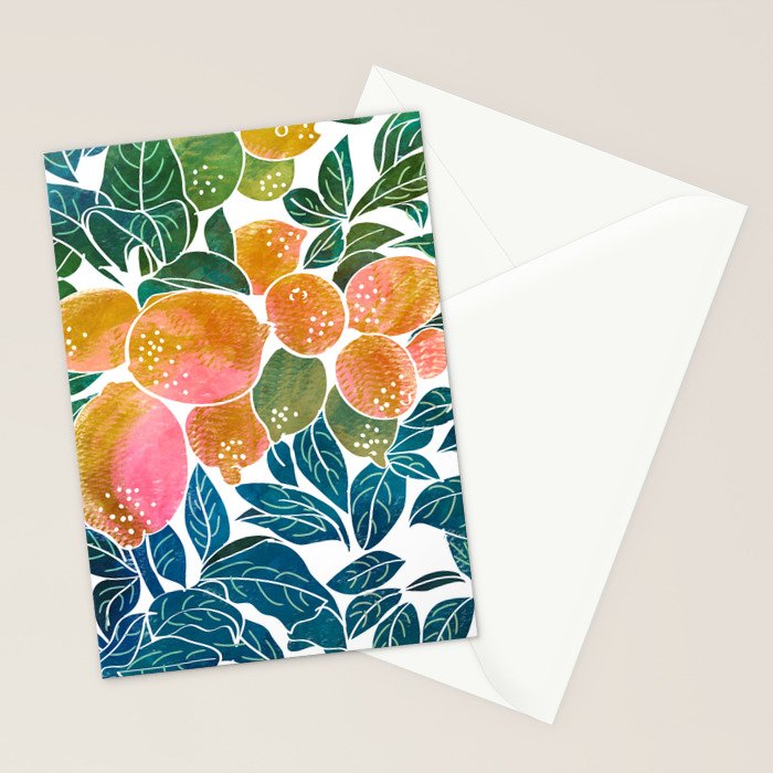 Lemons | Watercolor Modern Boho Botanical Painting | Pastel Summer Jungle Garden Juicy Fresh Stationery Card Gallery Image 2
