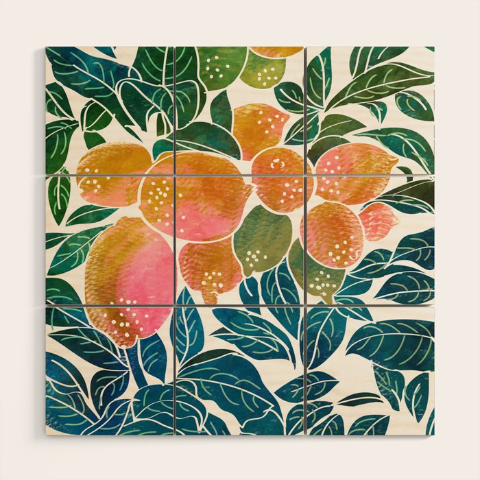 Lemons | Watercolor Modern Boho Botanical Painting | Pastel Summer Jungle Garden Juicy Fresh Wood Wall Art Gallery Image 1