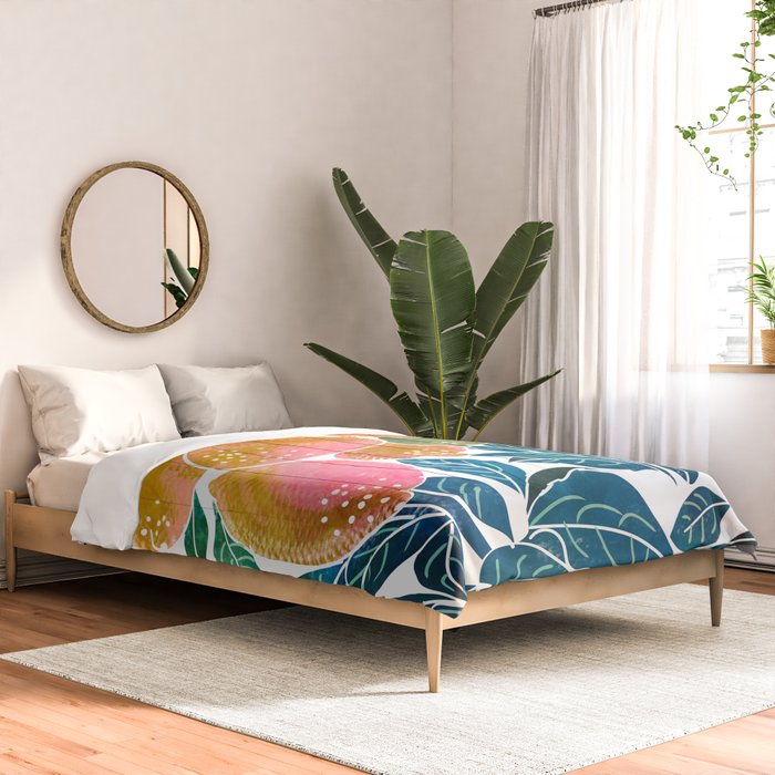 Lemons | Watercolor Modern Boho Botanical Painting | Pastel Summer Jungle Garden Juicy Fresh Comforter Gallery Image 2