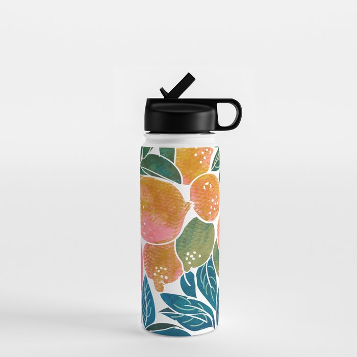 Lemons | Watercolor Modern Boho Botanical Painting | Pastel Summer Jungle Garden Juicy Fresh Water Bottle Gallery Image 1