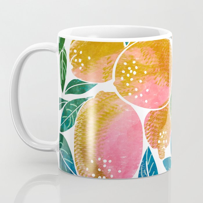 Lemons | Watercolor Modern Boho Botanical Painting | Pastel Summer Jungle Garden Juicy Fresh Coffee Mug Gallery Image 3