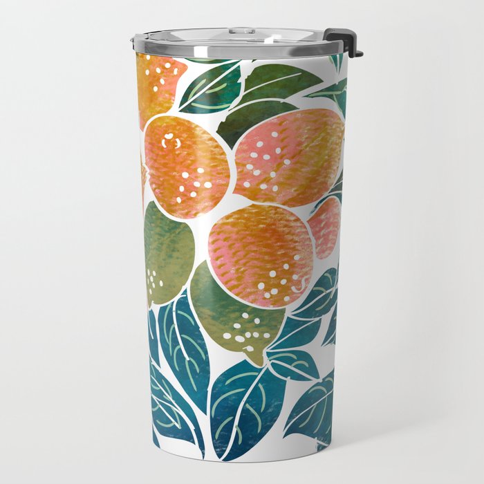Lemons | Watercolor Modern Boho Botanical Painting | Pastel Summer Jungle Garden Juicy Fresh Travel Mug Gallery Image 2