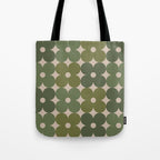 Retro Flower Geometric Pattern in Green Tones Tote Bag Gallery Image 1