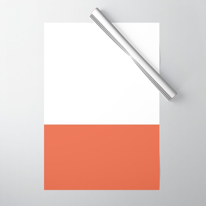 Burnt Orange and White Minimalist Color Block Wrapping Paper Gallery Image 1