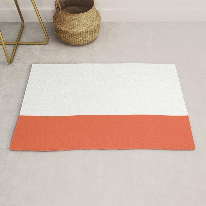 Burnt Orange and White Minimalist Color Block Rug Gallery Image 1