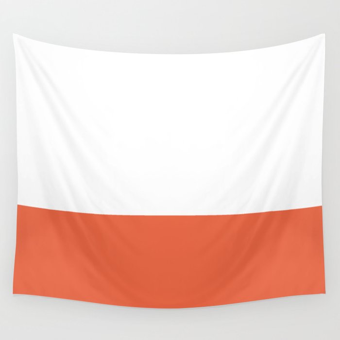 Burnt Orange and White Minimalist Color Block Wall Tapestry Gallery Image 4