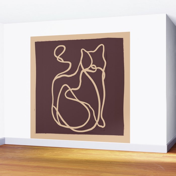Abstract Line Art Cat 4 Wall Mural Gallery Image 2