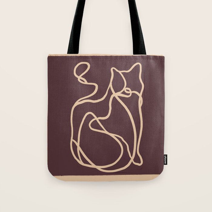 Abstract Line Art Cat 4 Tote Bag Gallery Image 1